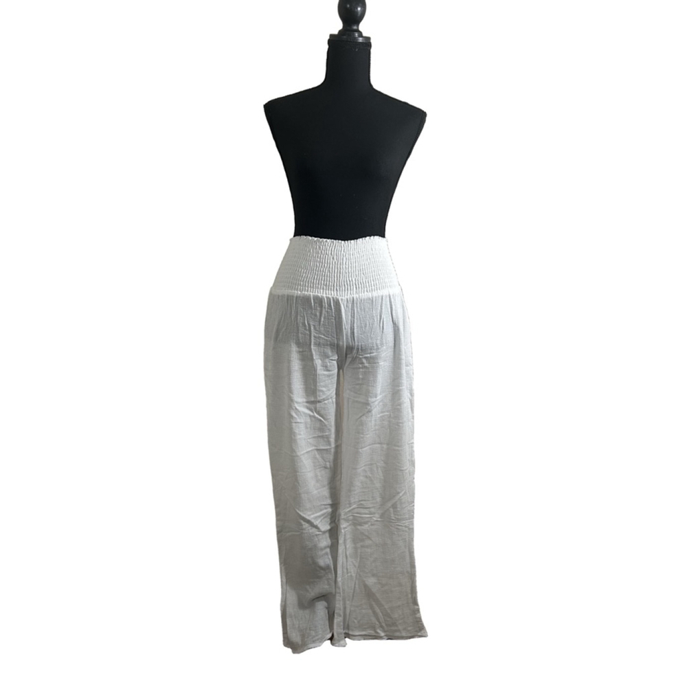 Yana K Women's Lightweight Relaxed Fit White Gauze Pants, Size XS